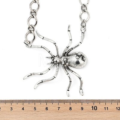 Alloy Crystal Rhiniestone Big Spider Pendant Necklaces for Women Men NJEW-H061-01AS-1