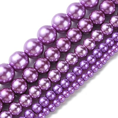 Dyed Glass Pearl Round Beads Strands HY-X0001-02-1