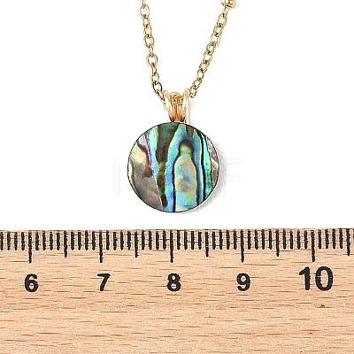 Natural Paua Shell Geometric Pendant 304 Stainless Steel Satellite Chain Necklaces NJEW-JN06602-1