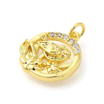 Rack Plating Brass Micro Pave Cubic Zirconia Pendants KK-S396-53G-1