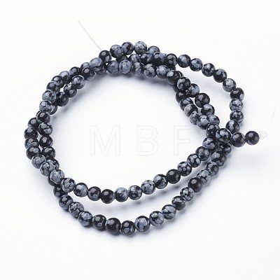 Natural Snowflake Obsidian Beads Strands X-GSR4mmC009-1