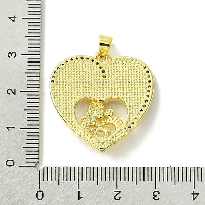 Mother's Day Real 18K Gold Plated Brass Micro Pave Clear Cubic Zirconia Pendants KK-H472-13G-02-1