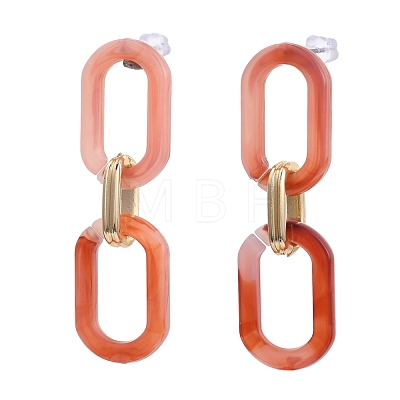 Acrylic & Aluminum Cable Chains Dangle Stud Earrings EJEW-JE04236-M-1