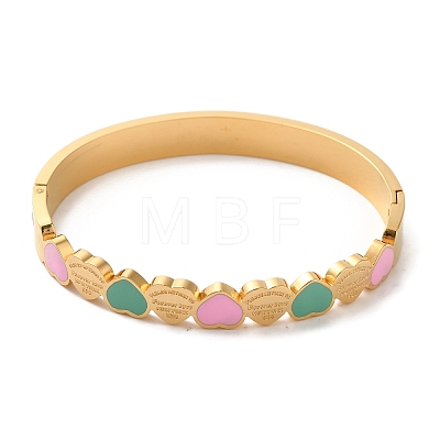 Adjustable Heart Enamel Bangles for Women BJEW-F474-14G-1