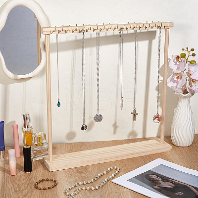 2Pcs Wood Necklace Organizer Display Stands NDIS-WH0016-15B-02-1