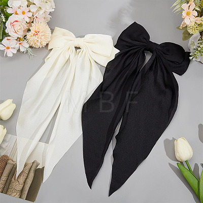 Cloth Big Bowknot Hair Barrettes AJEW-CP0008-41B-02-1