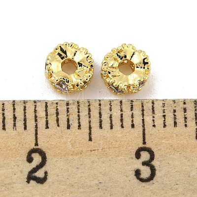 Brass Micro Pave Clear Cubic Zirconia Beads KK-G490-16G-1