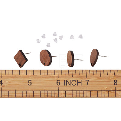 Coconut Brown Wood Stud Earring Findings EJEW-TA0010-06P-1