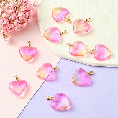 Two Tone Transparent Glass Pendants GLAA-YW0003-02D-1