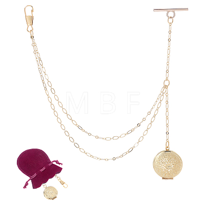 Brass Locket Pocket Watch Chains HJEW-ME00147-1