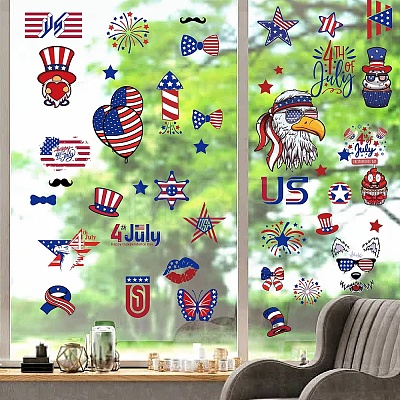 8 Sheets 8 Styles Independence Day PVC Waterproof Wall Stickers DIY-WH0345-131-1