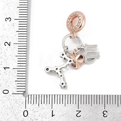 Brass Pendants with Cubic Zirconia European Beads KK-Q015-01H-1