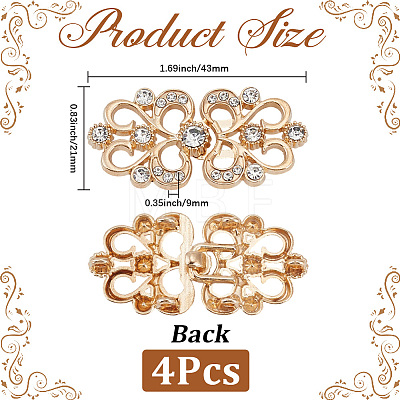 4Pcs Flower Alloy Crystal Rhinestone Adjustable Jean Button Pins FIND-CY0002-27G-1