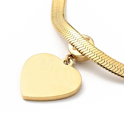 Crystal Rhinestone Heart Pendant Necklace with Herringbone Chains NJEW-I116-04G-1