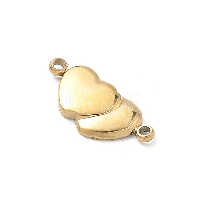 304 Stainless Steel Double Heart Links Connector Charms STAS-B140-06G-1