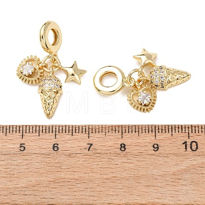 Ocean Brass Micro Pave Clear Cubic Zirconia European Dangle Charms KK-H278-03G-08-1
