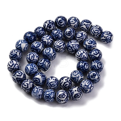 Handmade Blue and White Porcelain Beads Strands PORC-I027-03H-1