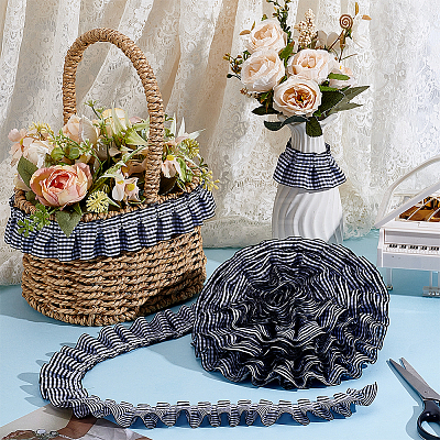 Pleated Polyester Lace Ribbons SRIB-WH0011-473A-1