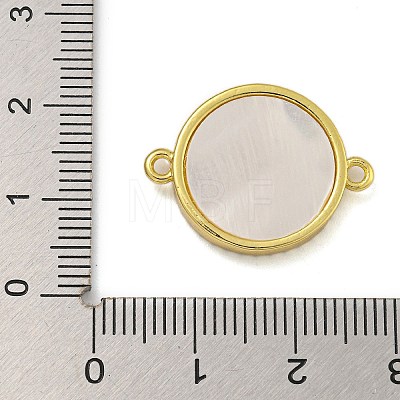 Rack Plating Brass Micro Pave Clear Cubic Zirconia Flat Round Connector Charms KK-I718-47G-03-1