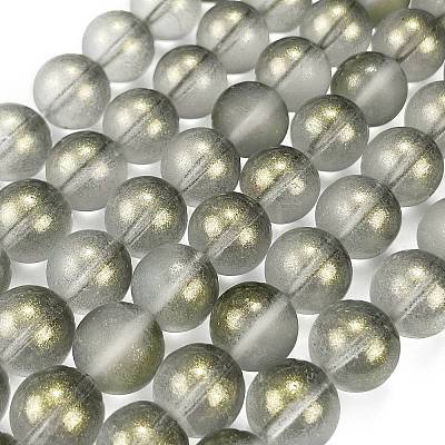 Frosted Transparent Glass Bead Strands GLAA-P065-10mm-12-1