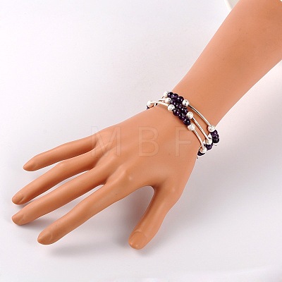 Natural Gemstone Wrap Bracelets BJEW-JB01705-04-1