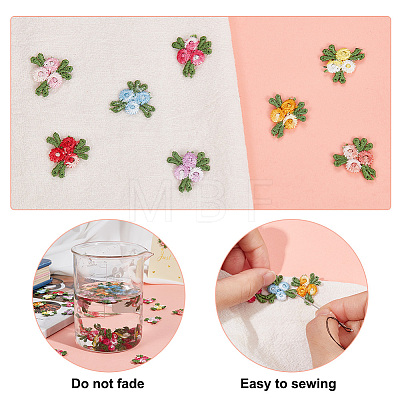   160Pcs 8 Colors Flower Pattern Water Soluble Computerized Embroidery Appliques DIY-PH0013-98-1