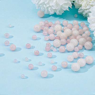 120Pcs 4 Sizes Natural Rose Quartz Beads G-HY0001-01-1