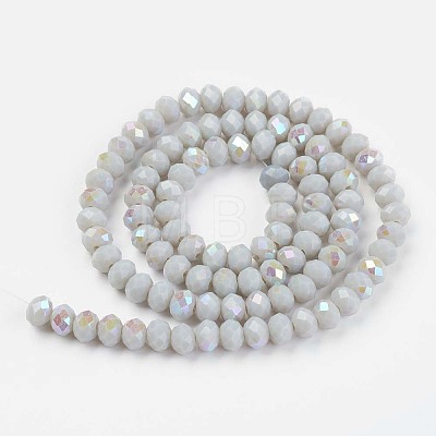 Electroplate Opaque Solid Color Glass Beads Strands X1-EGLA-A034-P6mm-L16-1