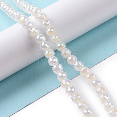 Electroplate Opaque Solid Color Glass Beads Strands GLAA-E036-10E-1