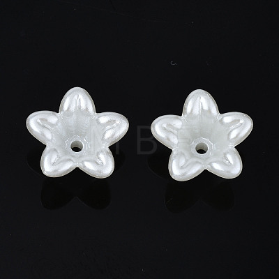 ABS Plastic Imitation Pearl Flower Bead Caps KY-T023-033-1