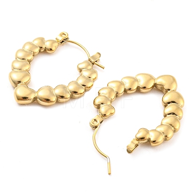 Heart Bubble 304 Stainless Steel Hoop Earrings for Women EJEW-C067-12G-1