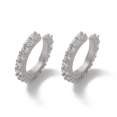 Brass Micro Pave Clear Cubic Zirconia Cuff Earrings X-EJEW-I249-14P-1