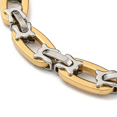 Two Tone 304 Stainless Steel Oval Link Chain Bracelet BJEW-B078-16GP-1