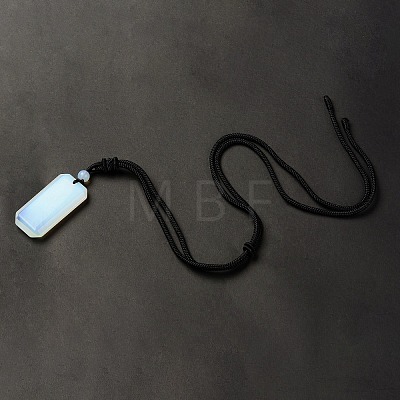 Opalite Rectangle Pendant Necklace with Nylon Cord for Women NJEW-C001-01A-04-1
