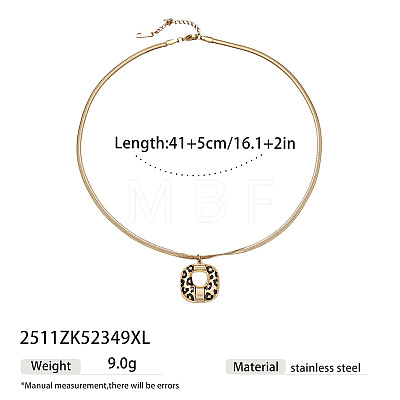 Leopard Print 304 Stainless Steel Enamel Geometric Pendant Necklaces for Women WG63095-03-1