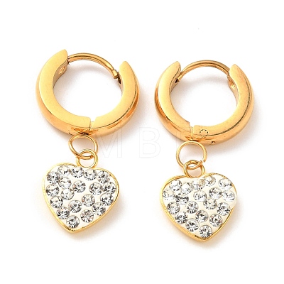Crystal Rhinestone Heart Dangle Hoop Earrings EJEW-G292-18G-1