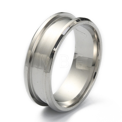 201 Stainless Steel Grooved Finger Ring Settings STAS-WH0029-52E-P-1