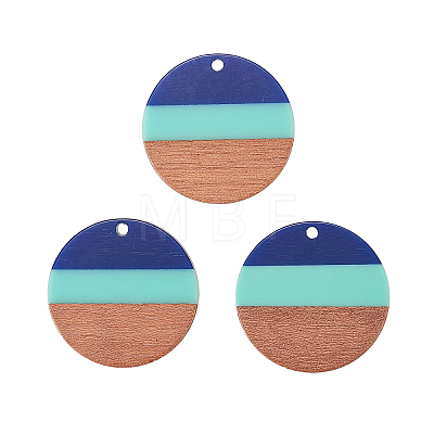 Tri-color Resin & Wood Pendants RESI-CJ0004-06-1