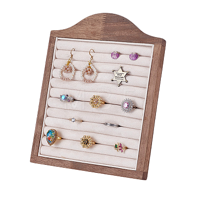 Wooden Photo Frame Shaped Ring Display Easels RDIS-WH0032-008B-1