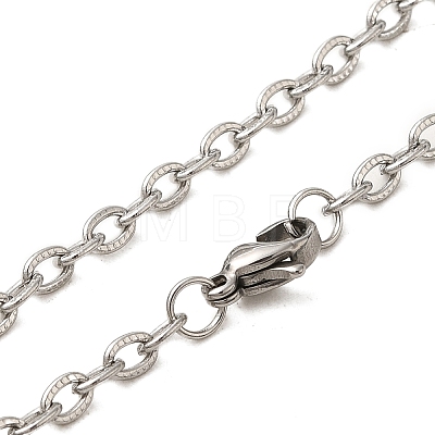 202 Stainless Steel Textured Cable Chain Necklaces STAS-A100-12P-1