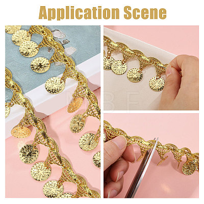 Polyester Metallic Thread & Sequins Lace Tassel Ribbon OCOR-WH0105-237B-1