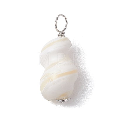 Natural Conch Shell Pendants PALLOY-JF02808-01-1