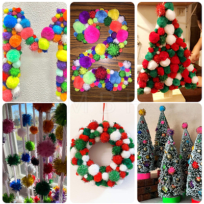 32Pcs Faux Fur Soft Sequins Pompom Ball DIY-SC0033-96C-1