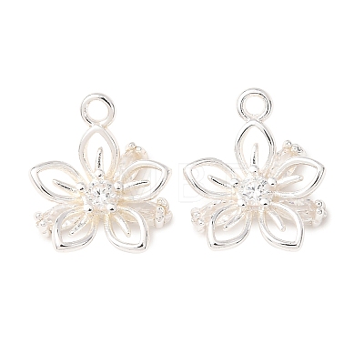 Brass Micro Pave Clear Cubic Zirconia Charms CU-CBAEC99-22S-1