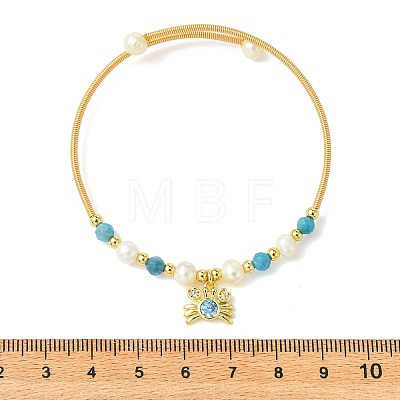 Brass Micro Pave Clear Cubic Zirconia Charm Bangles BJEW-JB13992-1