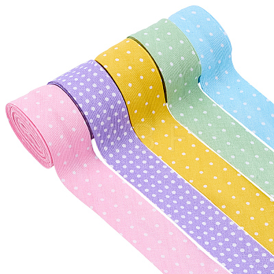 12.5M 5 Colors Printed Cotton Ribbon OCOR-FG0003-30-1