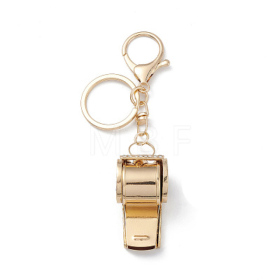 Shining Zinc Alloy Rhinestone Whistle Pendant Keychain KEYC-O014-01G-04-1