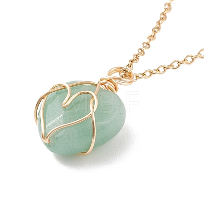 Gemstone Heart Pendant Necklaces NJEW-JN03896-1