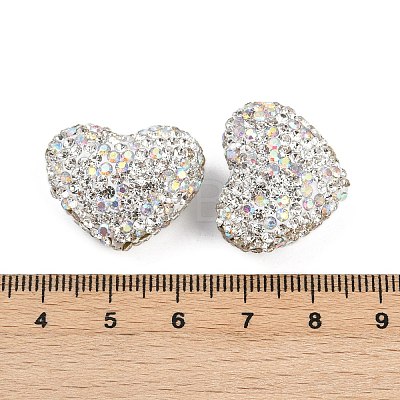 Heart Shaped Polymer Clay Rhinestone Beads CLAY-NH0002-02G-1