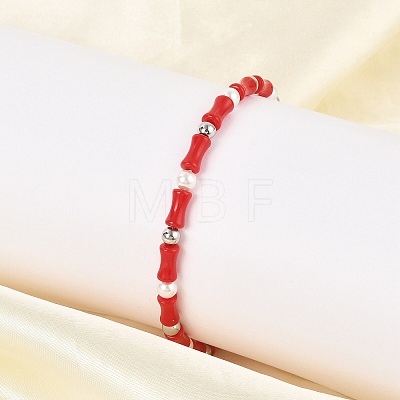 304 Stainless Steel Beaded Bracelets for Women BJEW-M056-08P-02-1